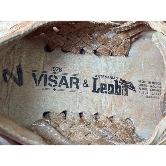 LEATHER MEXICAN HUARACHES SANDALS YOUTH KIDS SIZE 2 OPEN TOE SLIDE ON HANDMADE - Picture 7 of 7